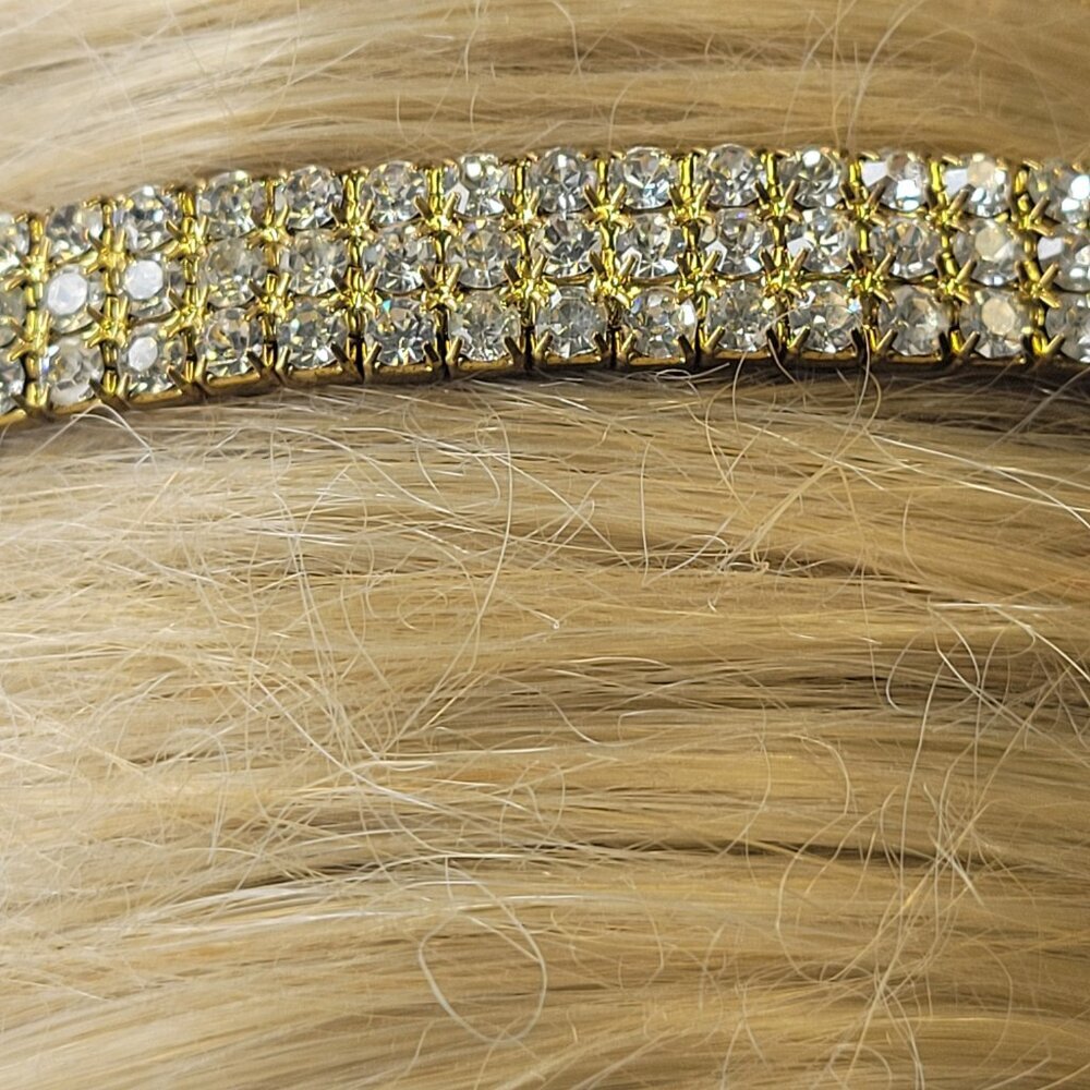 Gold Metal Simple Rhinestone Head Band - Picture 5 of 10